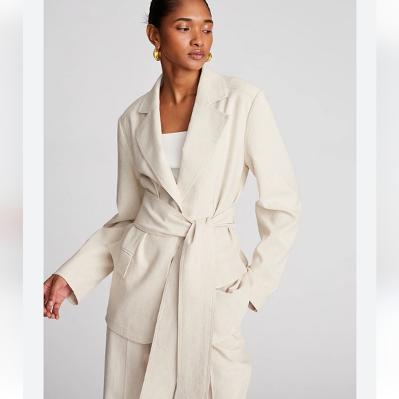 NWT$645 Halston Adley Cotton-Linen Suit Single-Breasted Blazer Top Jacket Sz 6 M - Picture 7 of 16